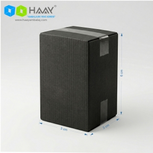  3x3x6 cm Tek Oluklu Kraft (Siyah) A-Box Koli 