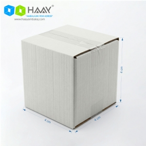 4x4x4 cm Tek Oluklu Kraft (Beyaz) A-Box Koli 