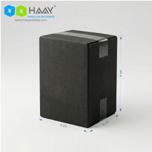 3x3x4 cm Tek Oluklu Kraft (Siyah) A-Box Koli 