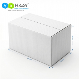 20x15x10 cm Tek Oluklu Beyaz A-Box Koli