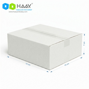 14x14x7 cm Tek Oluklu Beyaz A-Box Koli