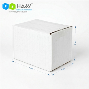 7x7x9 cm Çift Oluklu Beyaz A-Box Koli