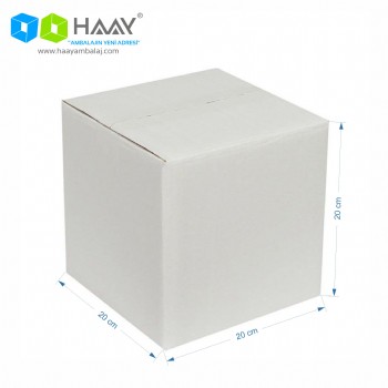 20x20x20 cm Çift Oluklu Beyaz A-Box Koli