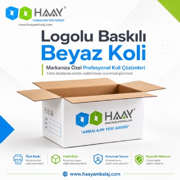 Logolu Baskılı Beyaz Koli
