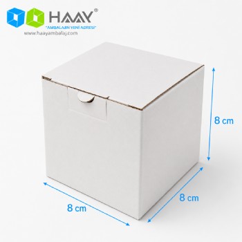  8x8x8 cm Beyaz Kapaklı Kilitli Kutu 