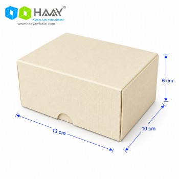 13x10x6 cm Renkli Karton Kutu (Krem)