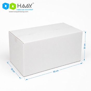 50x30x30 cm Beyaz Çift Oluklu A-Box Koli 50x30x30 cm Beyaz Çift Oluklu A-Box Koli