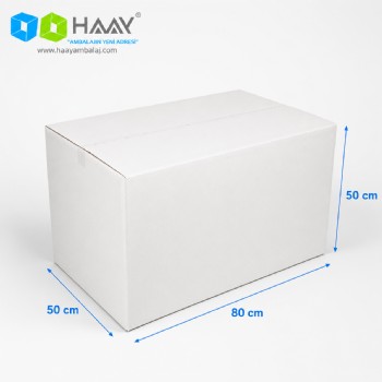 80x50x50 Beyaz Çift Oluklu A-Box Koli