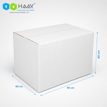 90x60x60 cm Beyaz Çift Oluklu A-Box Koli